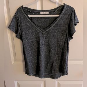 Black v-neck flutter sleeve tee